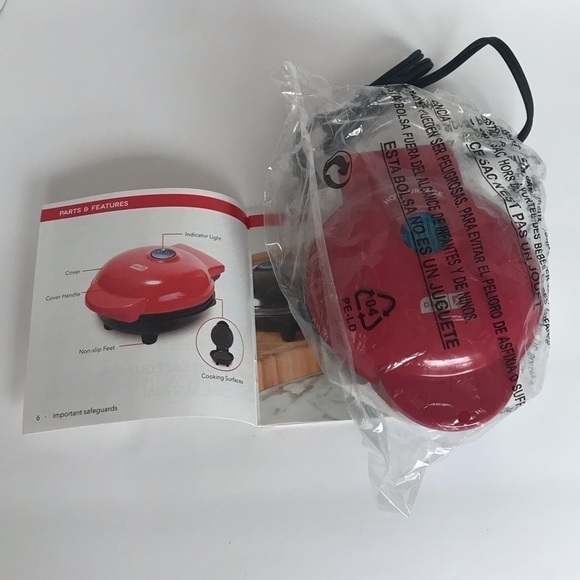 Nwt - Dash, Red Mini Maker Grill. 4” Cooking Surface, Non-Stick, 350 Watts. - Picture 11 of 12